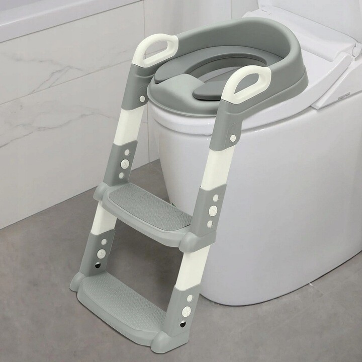 ExtraLink Kids Reductor de inodoro con escalón para aprendizaje WC para niños escalera para tablero de inodoro gris