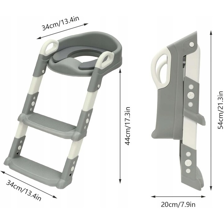 ExtraLink Kids Reductor de inodoro con escalón para aprendizaje WC para niños escalera para tablero de inodoro gris