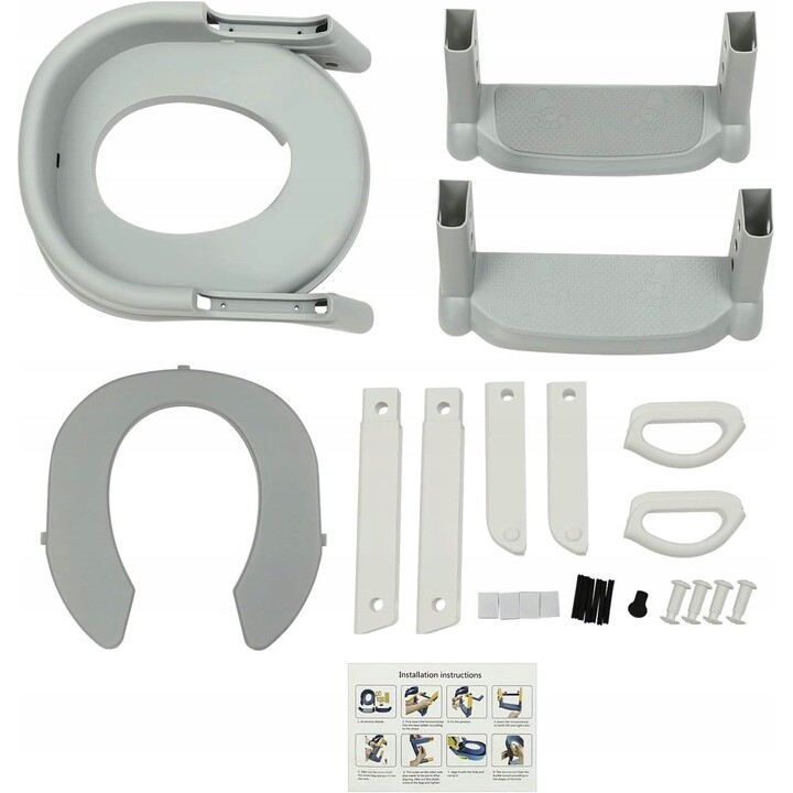 ExtraLink Kids Reductor de inodoro con escalón para aprendizaje WC para niños escalera para tablero de inodoro gris