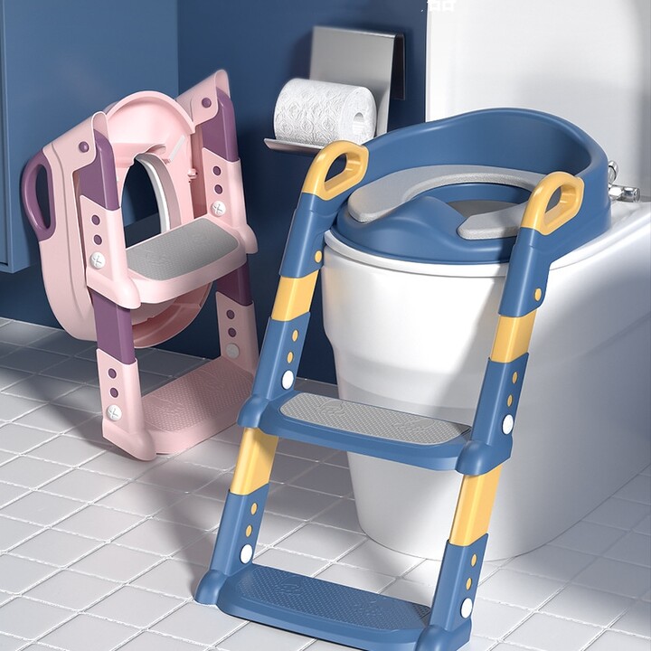 ExtraLink Kids Reductor de inodoro con escalón para aprendizaje WC para niños escalera para tablero de inodoro azul