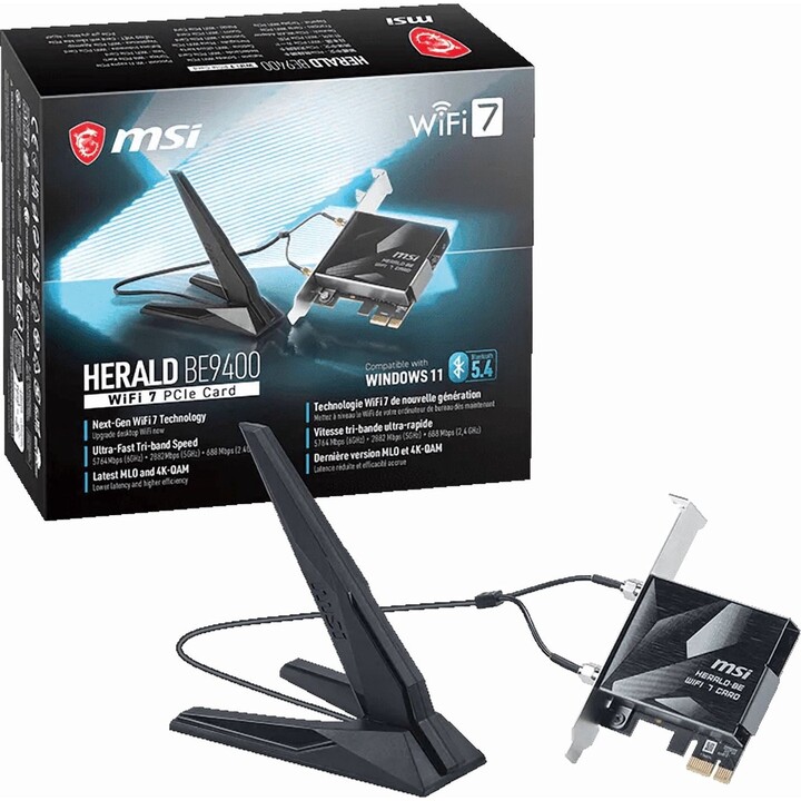 MSI Herald BE9400 PCIe WiFi 7 Bluetooth 5.4 (Bulk-Ware)