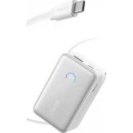 Anker Nano USB-A + USB-C Schnellladegerät Powerbank 10.000 mAh Schwarz mit ausziehbarem Kabel