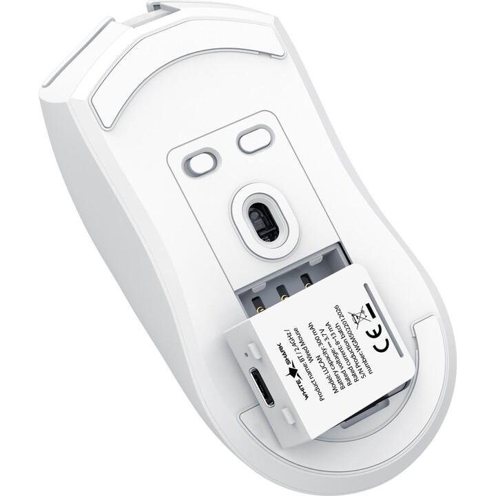 Mouse da gioco wireless White Shark LUCAN-W WGM-5022 da 12000 DPI, bianco