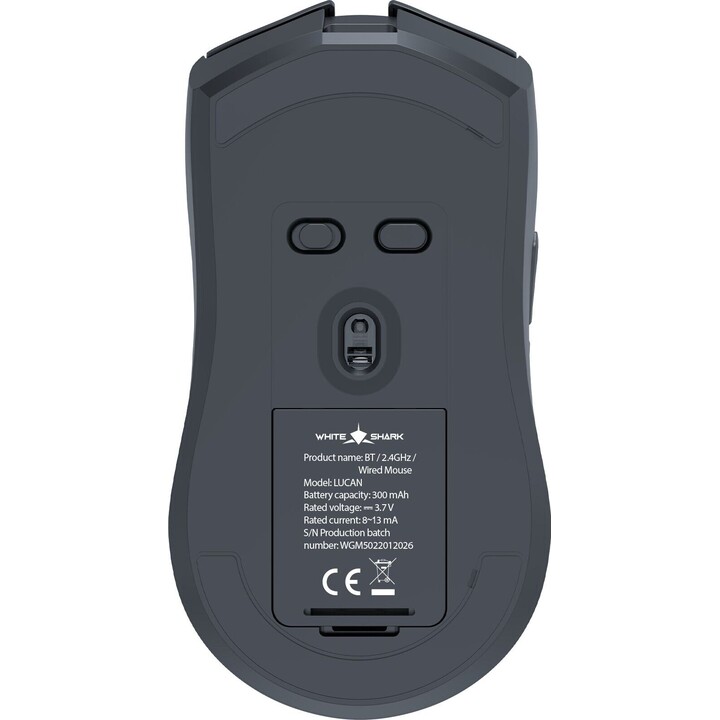Mouse da gioco wireless White Shark LUCAN-B WGM-5022 da 12000 DPI, bianco