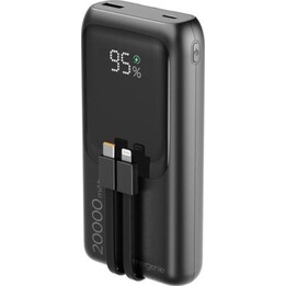 Gembird PB10-PD20-LCD-01 Schnelllade-Powerbank mit integrierten Kabeln, 20 W, 10000 mAh, schwarz