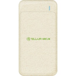 Batería externa Tellur PD103 verde de 10000 mAh, 2 puertos QC3.0 + PD de 18 W, color crema.