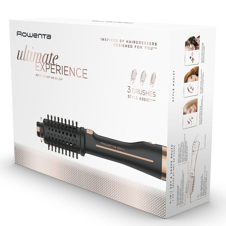 Escova de ar quente Rowenta Ultimate Experience CF9620, preta e cobre, 750 W