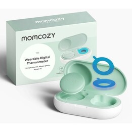 Termometro intelligente per neonati Momcozy T31, colore verde.