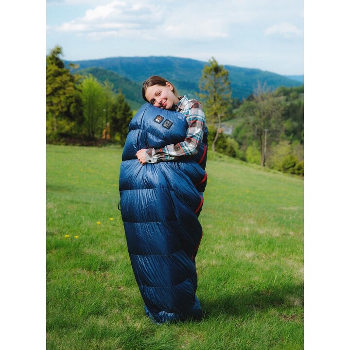 Sac de couchage en duvet Małachowski Traveller 250 L (177-188 cm) - Bleu marine, côté gauche