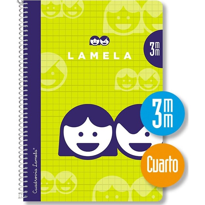 Cuadernos LAMELA 07003 - 10 unidades · 40 hojas · Encuadernación en espiral · 70 g/m² · Formato A6 · Cuadrícula de 3 mm