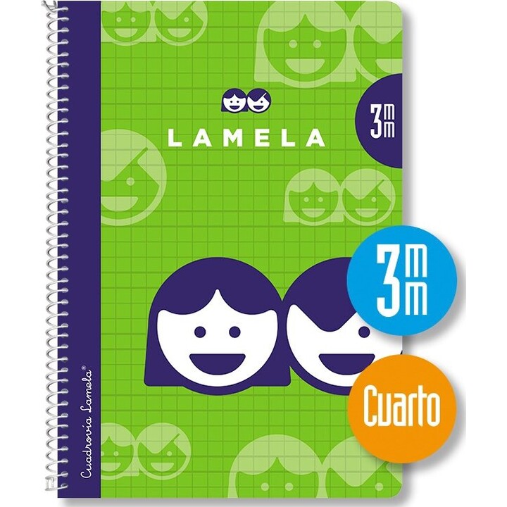 Cuadernos LAMELA 07003 - 10 unidades · 40 hojas · Encuadernación en espiral · 70 g/m² · Formato A6 · Cuadrícula de 3 mm