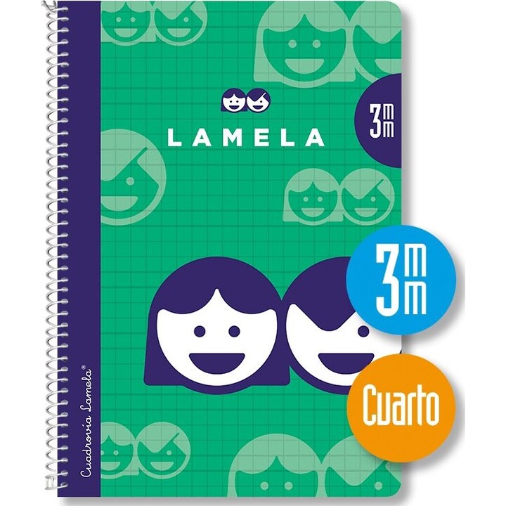 Cuadernos LAMELA 07003 - 10 unidades · 40 hojas · Encuadernación en espiral · 70 g/m² · Formato A6 · Cuadrícula de 3 mm
