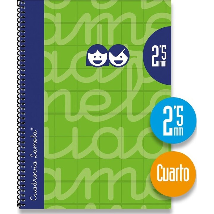 Cuadernos LAMELA 07003 - 10 unidades · 40 hojas · Encuadernación en espiral · 70 g/m² · Formato A6 · Cuadrícula de 3 mm