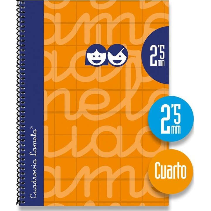 Cuadernos LAMELA 07003 - 10 unidades · 40 hojas · Encuadernación en espiral · 70 g/m² · Formato A6 · Cuadrícula de 3 mm