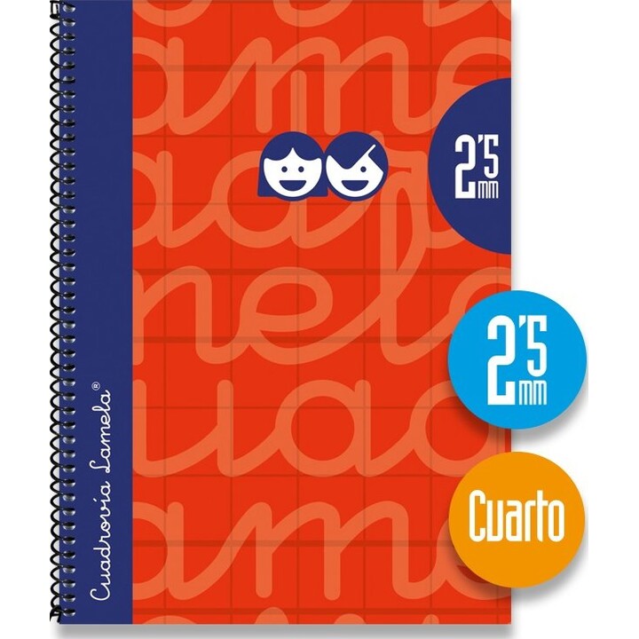 Cuadernos LAMELA 07003 - 10 unidades · 40 hojas · Encuadernación en espiral · 70 g/m² · Formato A6 · Cuadrícula de 3 mm