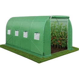 Invernadero de aluminio tipo túnel para hortalizas con ventanas, de color verde, resistente a los rayos UV, 4 x 2,5 x 2 m, 10 m²