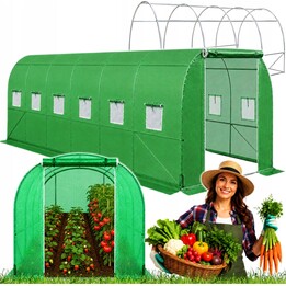 Serra a tunnel in alluminio per ortaggi con finestre, verde, resistente ai raggi UV, 6x3x2 m, 18 m²