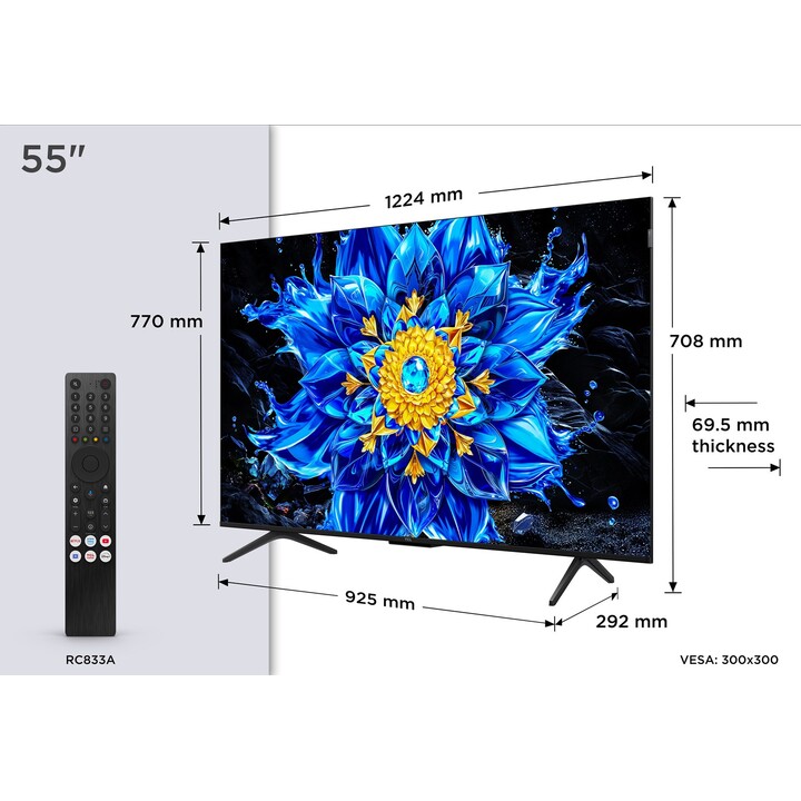 TCL P8L 55P8L Fernseher 139,7 cm (55") 4K Ultra HD Smart-TV WLAN Schwarz 450 cd/m²
