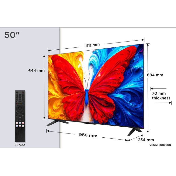 TCL S5L 50S5L Smart TV 4K Ultra HD da 127 cm (50") con Wi-Fi, colore nero, luminosità 300 cd/m².
