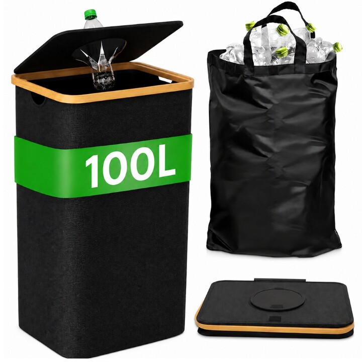 Extralink Home | Lixeira retornável para garrafas | Lixeira dobrável com abertura, 100L