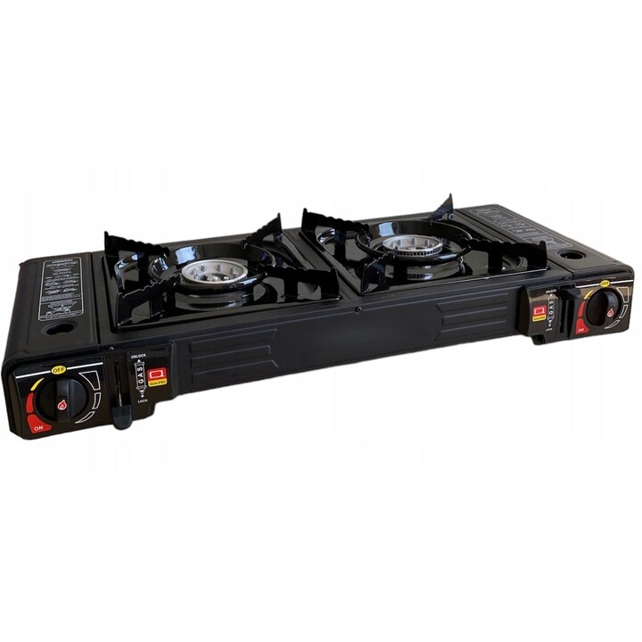 Black Forest Kuchenka Gazowa Turystyczna 2-palnikowa W Walizce + Adapter