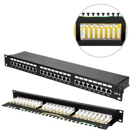 Panel de Parcheo Extralink Cat6 STP V2, 24 Puertos