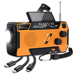 Extralink Sr-4000 | Radio Solar de Emergenza con Manivela | Dinamo, Powerbank 4000mah, con Linterna SOS