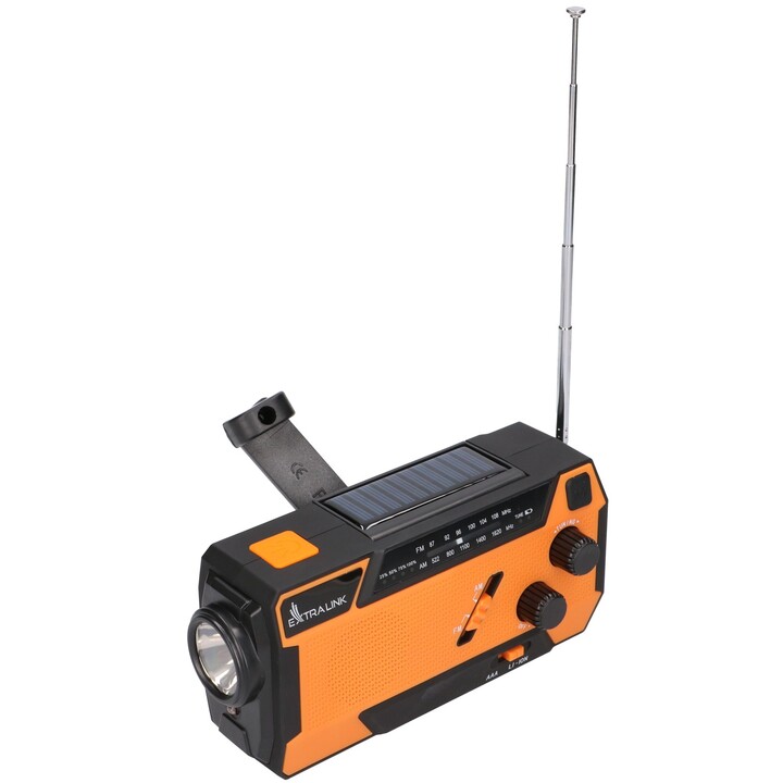Extralink Sr-4000 | Radio Solaire d'Urgence avec Manivela | Dinamo, Powerbank 4000mah, avec Linterna SOS