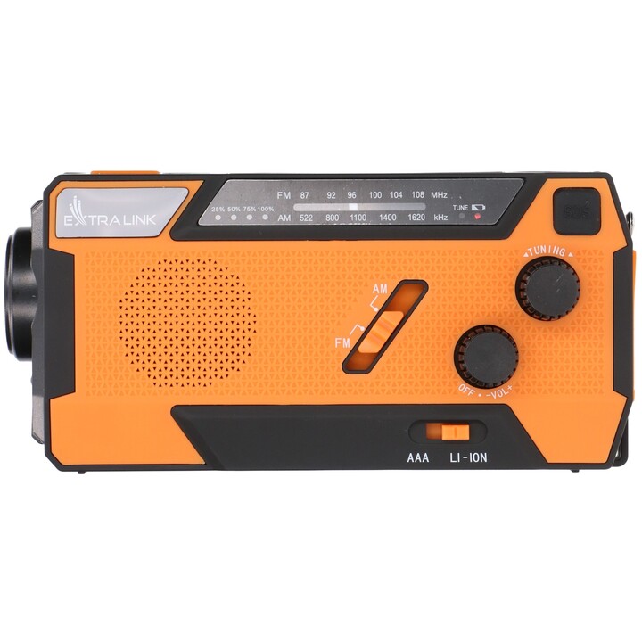 Extralink Sr-4000 | Radio Solaire d'Urgence avec Manivela | Dinamo, Powerbank 4000mah, avec Linterna SOS