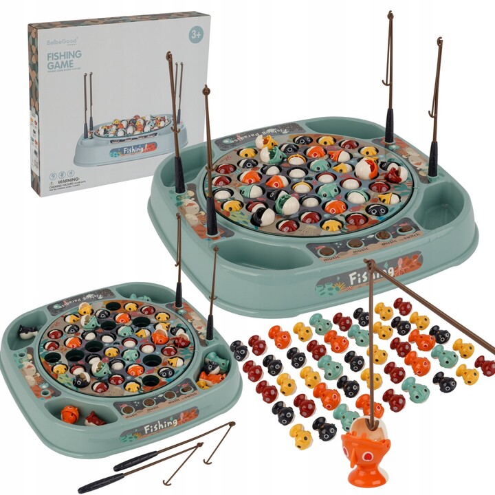 Extralink Toys Juego de Pesca de Peces de Habilidad Peces para Pescar 45 UDS + 4 Cañas Música