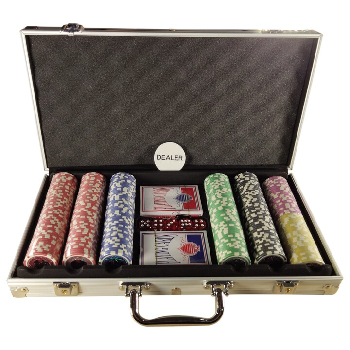 ExtraLink Premium set da poker 300 chip, 2 mazzi, dadi, valigetta