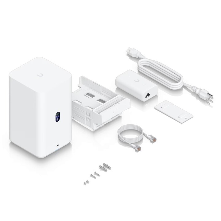 NAS UniFi Ubiquiti Unas-2-w : 2 baies pour disques durs 3,5", 2,5 GbE, USB-C, adaptateur PoE++