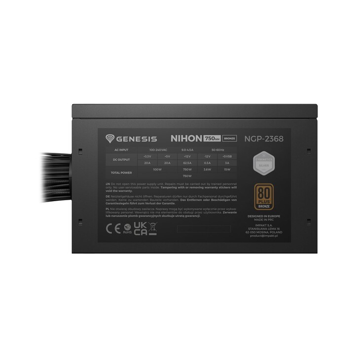 GENESIS Nihon 750NM 750 W 20+4 pinos ATX ATX Preto