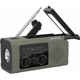 Radio Hawk HWRDI410GN con dinamo solar y linterna.