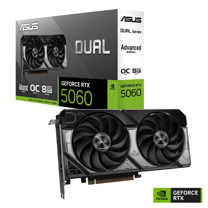 Placa de vídeo para jogos ASUS Dual GeForce RTX 5060 8GB GDDR7 OC Edition