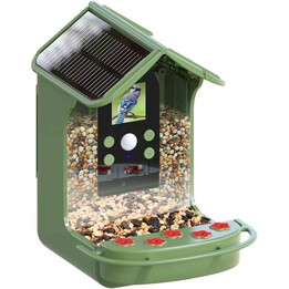 Comedero automático para pájaros EASYPIX BirdyCam con energía solar, cámara, vídeo en alta definición y fotos, comedero de jardí