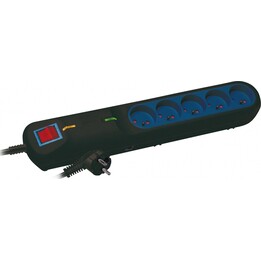 Regleta protectora contra sobretensiones LF-2005, 3 tomas, 5 m, negra