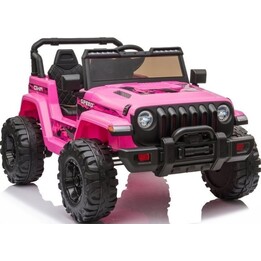Carro elétrico infantil CH9956 com luzes LED e comando à distância, cor rosa.