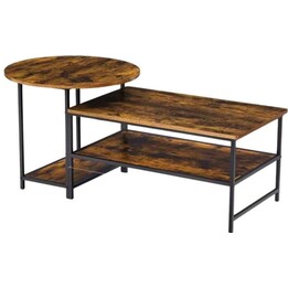Conjunto de mesa de café rústica vintage em madeira, 2 em 1, 123 x 60 x 51 cm