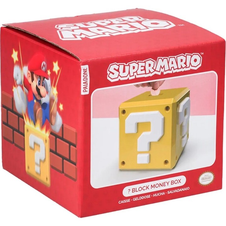 Meia-lata em forma de bloco de perguntas do Super Mario, da Paladone