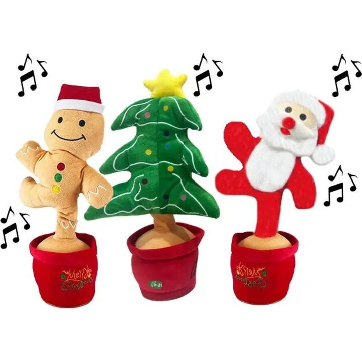 Koala Games G2585 Weihnachtsplüschtier mit Anhängern, Glöckchen und Lichtern, 36 cm