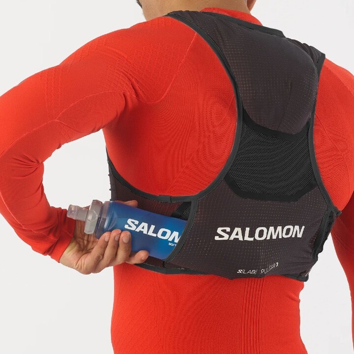 Colete de corrida Salomon S/Lab Pulsar 3 com garrafas de água - Preto/Branco Tamanho: G