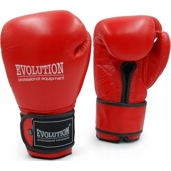 Luvas de boxe Evolution Professional em couro natural PRO RB-1510,1514 vermelhas, tamanho 14.