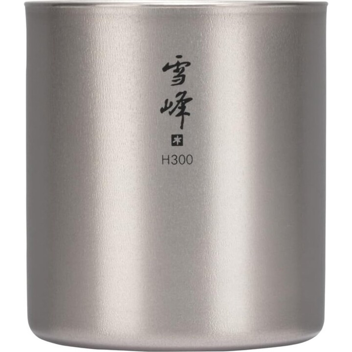 Tazza termica Snow Peak Titanium a doppia parete, taglia M, 300 ml, impilabile.