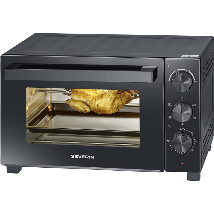 Four grille-pain Severin TO 2075, 30 L, 1 600 W, noir, avec fonction grill