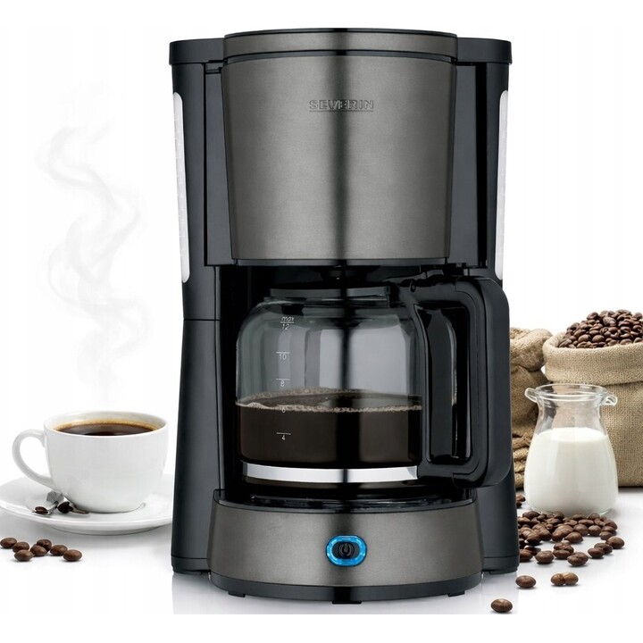 Cafetière à filtre | SEVERIN 47510, 1 000 W, 10 tasses, gris
