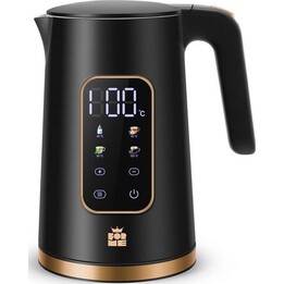 Hervidor eléctrico ForMe de acero inoxidable, 1,7 l, con control de temperatura, color negro