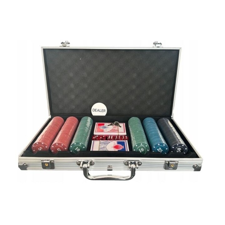 Extralink Set de Poker 300 Jetons 2 Jeux de Cartes Dés Valise