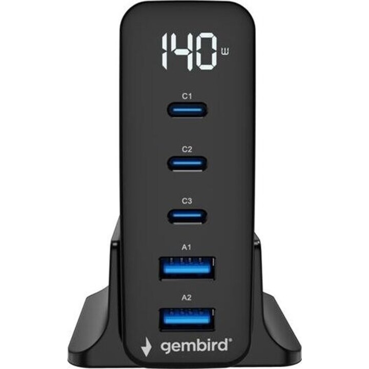 USB-Universal-Ladegerät 4-polig 140 W/TA-UC-2A3C-PD140-01-BK GEMBIRD