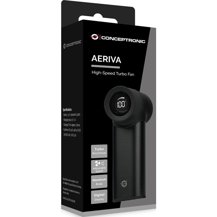 Mini ventilador portátil Conceptronic AERIVA02 preto